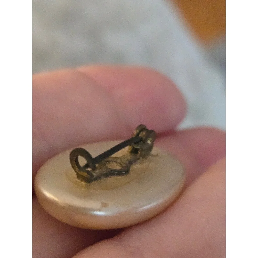 Antique Faux Pearl Oval Cabachon Brooch Rare